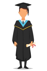生產服務澳門大學碩士教育學院 (FED)畢業袍  黑色方帽黑色流蘇 藍色v領披肩 畢業袍製衣廠  DA142 